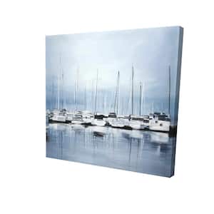 Boats At The Dock - Wrapped Canvas Framed Nature Graphic Art Print 8 in. x 8 in.