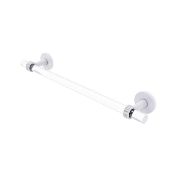 Allied Brass Clearview Collection 24 in. Wall Mounted Single Towel Bar in Matte White with Groovy Accents