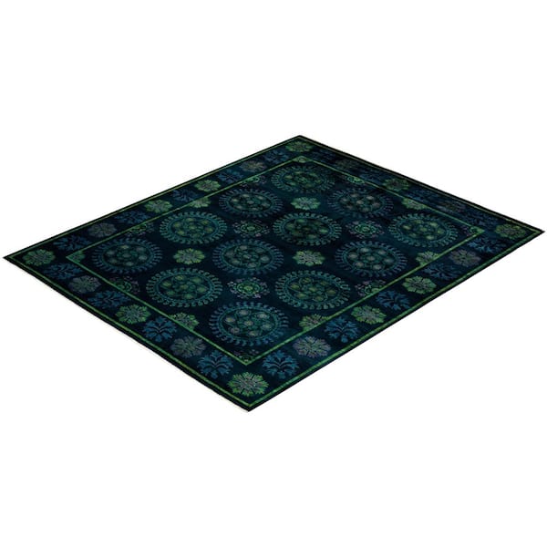 Overdyed Black 9 ft. 1 in. x 10 ft. Wool Indoor Area Rug