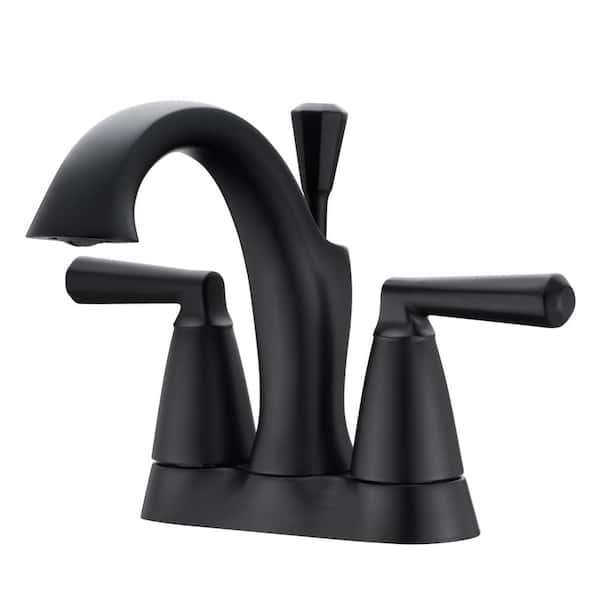 Ultra Faucets Z 4 in. Centerset 2-Handle Bathroom Faucet with Drain Assembly, 1.5 GPM, Spot Resist in Matte Black