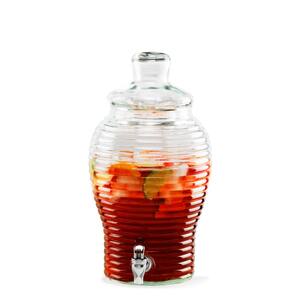 Willow Bay 1.5 Gal., Clear, Ribbed Pattern, Cold Beverage Glass Dispenser, with Leak Proof Acrylic Spigot