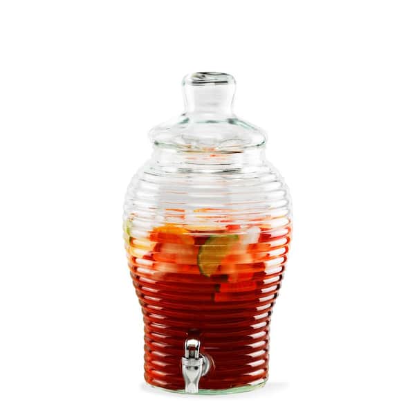 Better Homes & Gardens Ribbed Glass Beverage Dispenser with Wooden Lid - 2 Gal