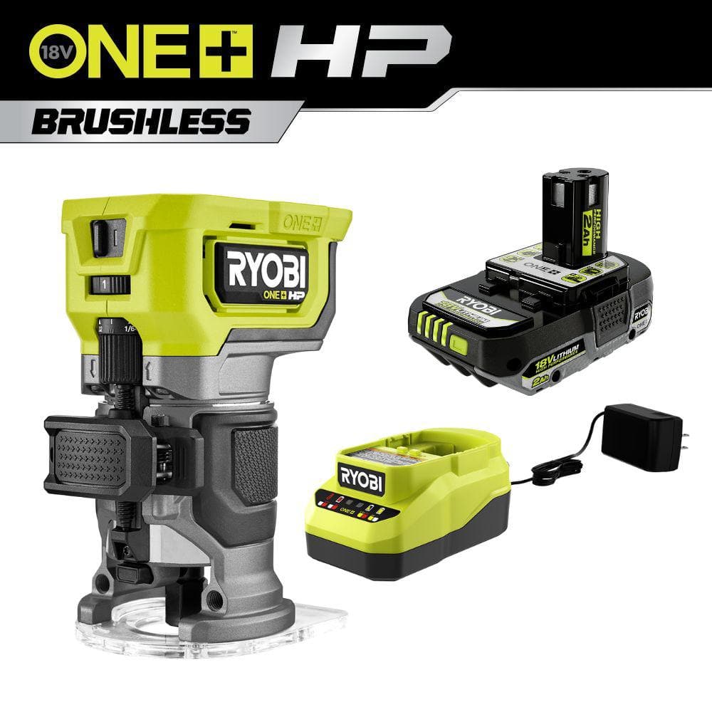 RYOBI ONE+ HP 18V Brushless Cordless Compact Router Kit with 2.0 Ah ...