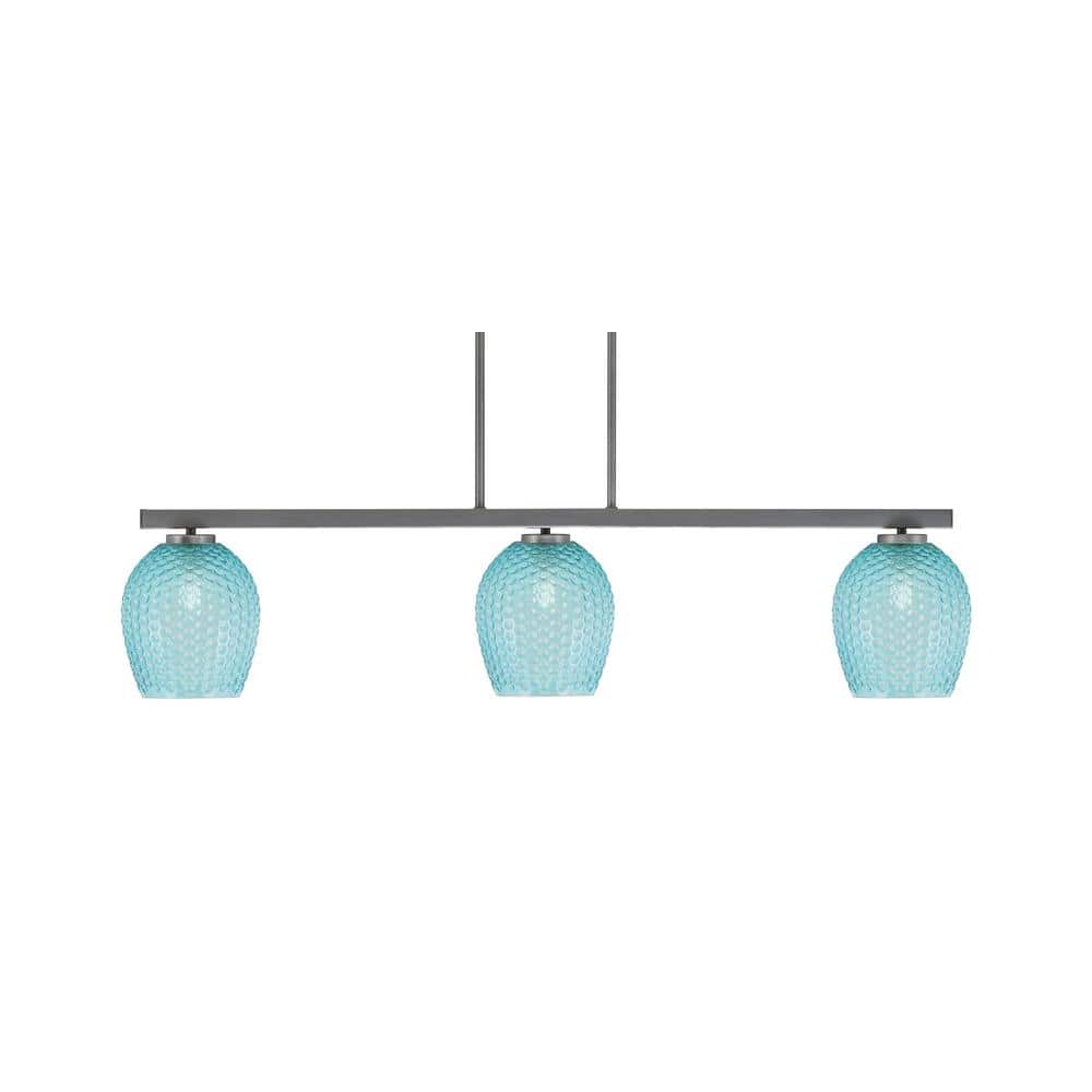 Cottonwood 3-Light Graphite Billiard Light with Smoke Textured Glass Shade