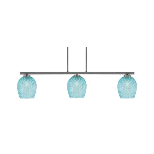 Unbranded Cottonwood 3-Light Graphite Billiard Light with Smoke Textured Glass Shade