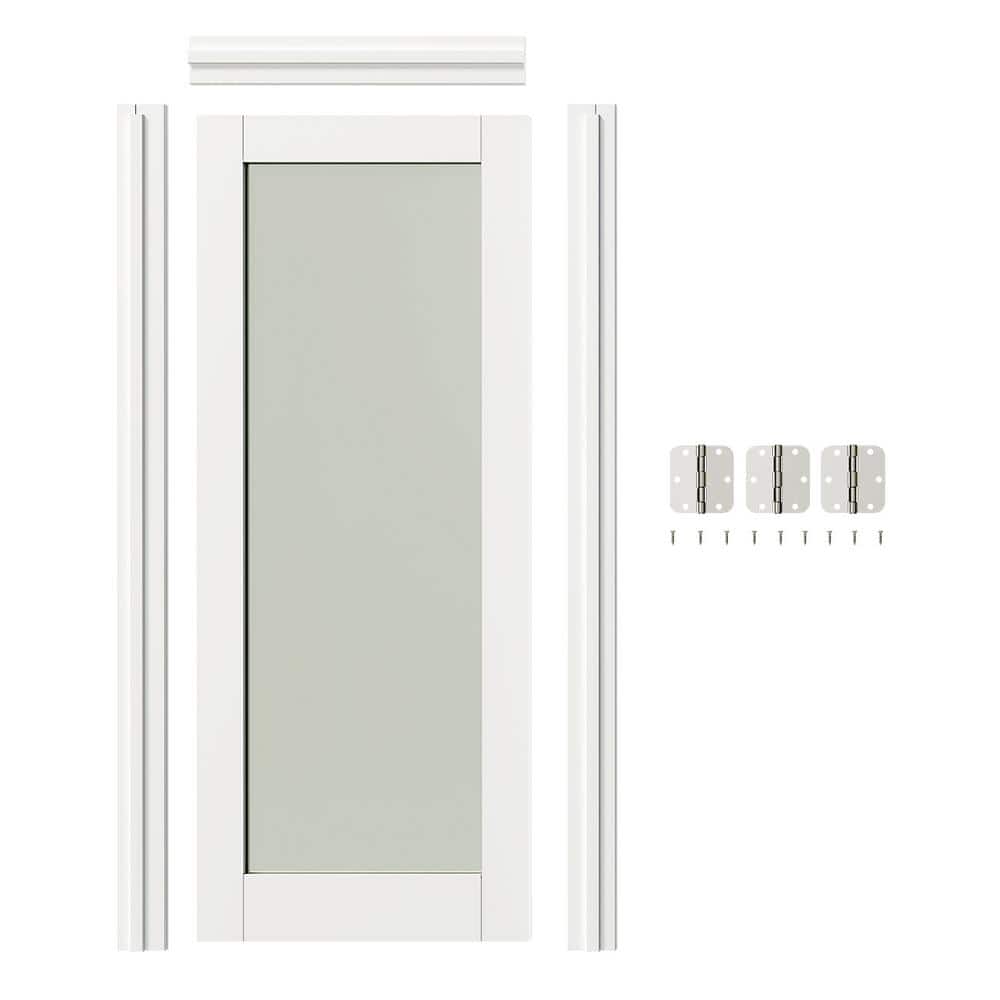 32 in. x 80 in. Left-Handed 1-Lite Frosted Glass White MDF Wood Prehung Interior Door with Door Jamb Hardware Kits price history on PriceWatchPro