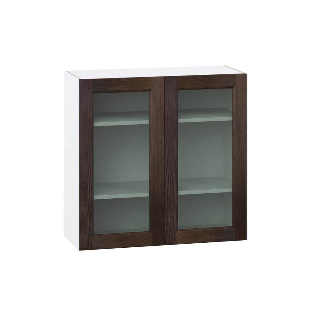 Georgetown 36 in. W x 14 in. D x 35 in. H Assembled Glass Door Wall Kitchen Cabinet in Chestnut price history on PriceWatchPro