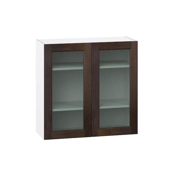 Georgetown 36 in. W x 14 in. D x 35 in. H Assembled Glass Door Wall Kitchen Cabinet in Chestnut