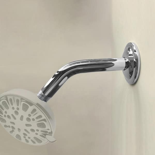 1/2 NPT x 4.8 in. Round Wall Mount Shower Arm with Sure Grip Flange in Chrome (1-Pack)