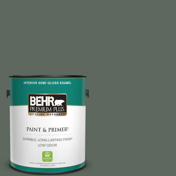BEHR PREMIUM PLUS 1 gal. #N420-6 Pine Mountain Semi-Gloss Enamel Low Odor Interior Paint & Primer