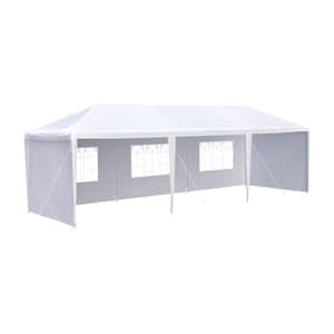 White Roof Metal Portable 9.7 ft. W x 29.4 ft. D x 8.2 ft. H Carport with 5-Removable Sidewalls