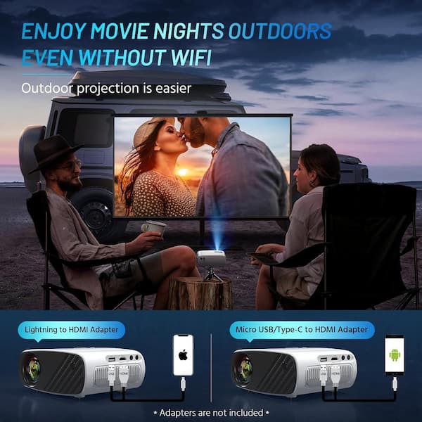 Lukyamzn 1920 x 1080 Full HD Mini Portable Projector with 8000