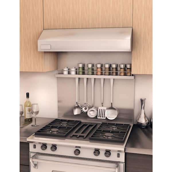 NEW 36 In. X 30 In. Stainless Steel Backsplash With Shelf And Rack