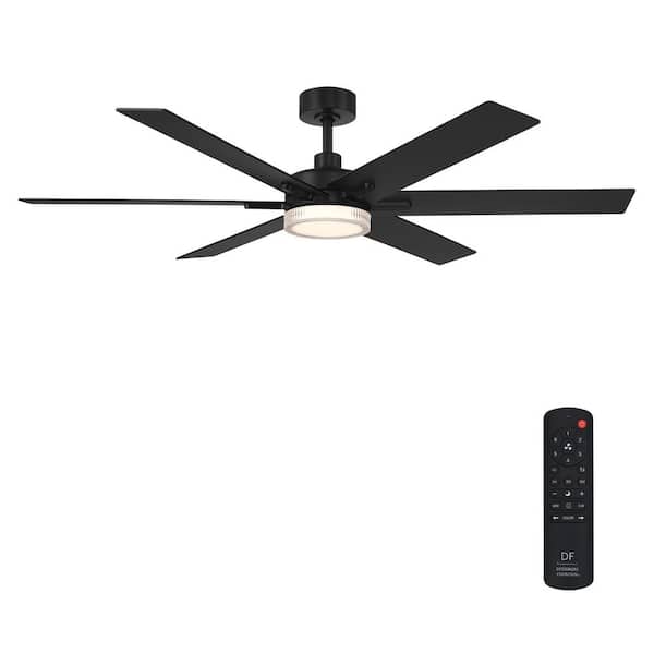 Chillion 60 in. Indoor/Covered Outdoor Matte Black LED Ceiling Fan with 5-CCT and 7-RGB Selections, Remote Included
