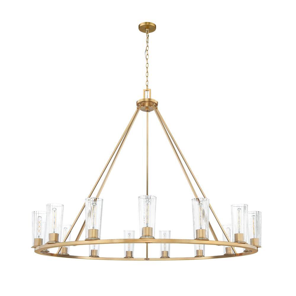 Modern Gold 15-Light Chandelier with Clear Glass Shades