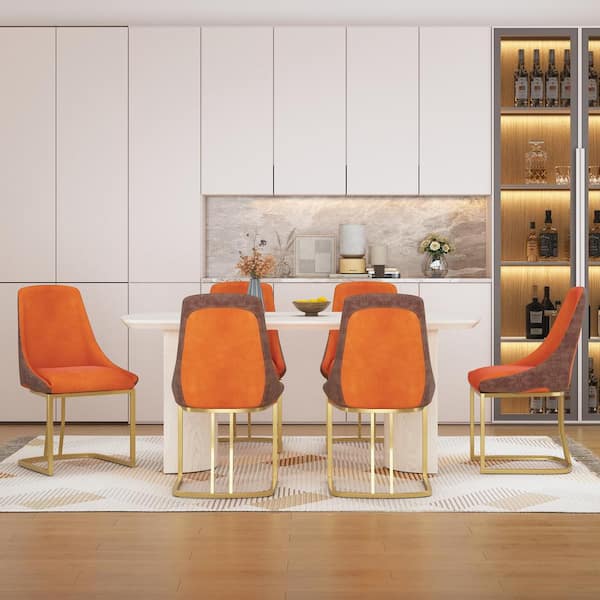 Boyel Living 7-Piece White MDF Counter Top Dining Table Set Seats 6 (1 Table & 6 PU Modern Dining Chairs in Red)
