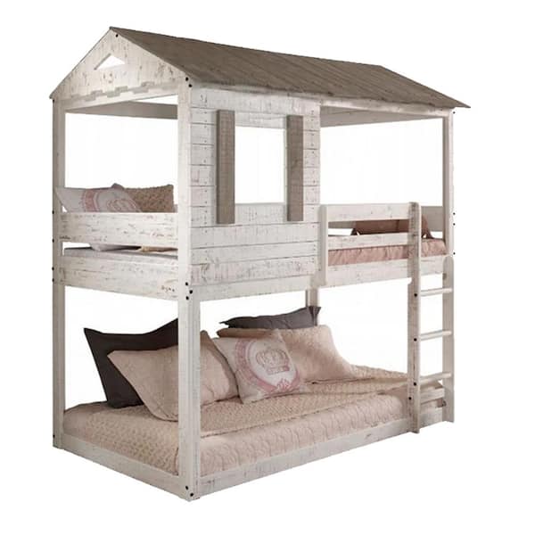 Acme Furniture Darlene White Twin Bunk Bed 38135 - The Home Depot