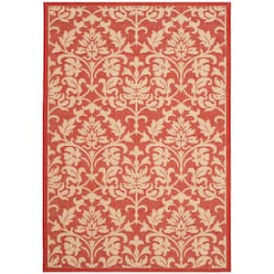 Courtyard Red/Natural 5 ft. x 8 ft. Floral Indoor/Outdoor Patio  Area Rug