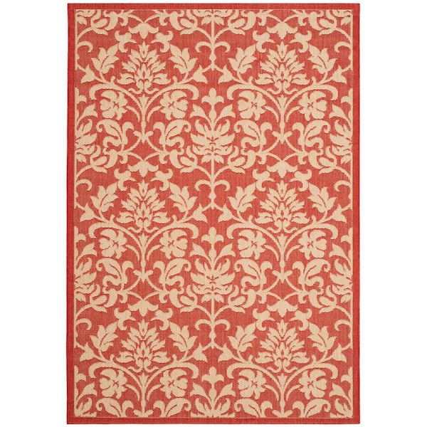 SAFAVIEH Courtyard Red/Natural 5 ft. x 8 ft. Floral Indoor/Outdoor Patio  Area Rug