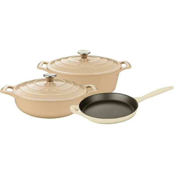 La Cuisine PRO Range 5-Piece Cast Iron Cookware Set in Cream