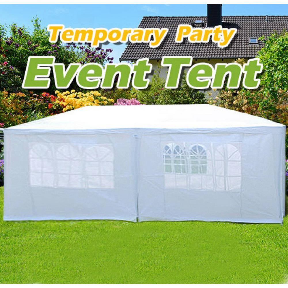 10 ft. x 20 ft. White Party Canopy Tent with 6 Sidewalls