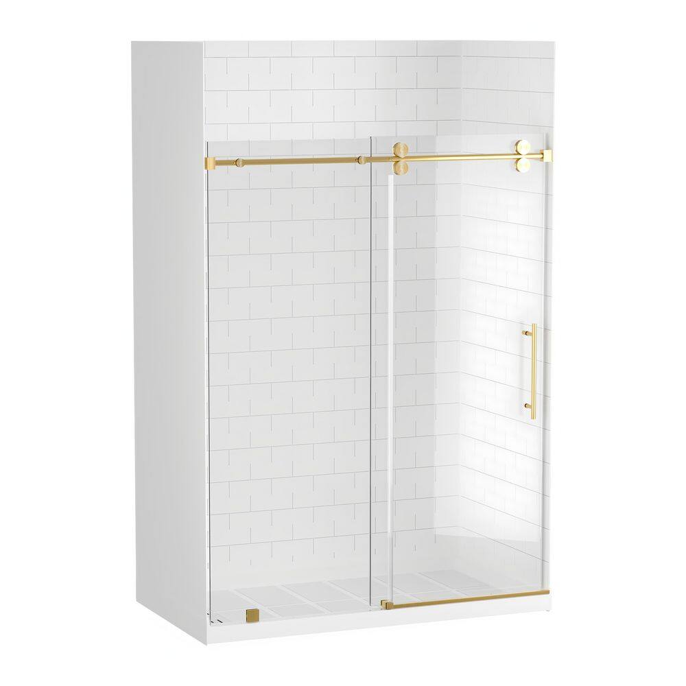 32 in.W x 60 in.L x 96 in. H Alcove Shower Stall/Kit Sliding Door in Brushed Gold with Center Drain and Glossy Bricks price history on PriceWatchPro