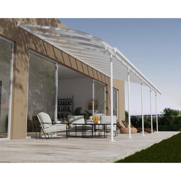 Palram Joya 10 ft. x 28 ft. White Patio Cover Awning704347 The Home
