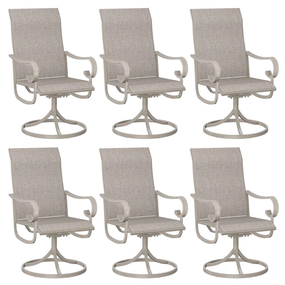 Sandshell Outdoor Swivel Dining Chairs Set with Textilene Mesh and High Back Set of 6 price history on PriceWatchPro