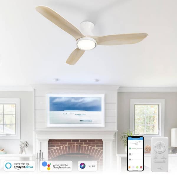 Antrim II 52 in. Dimmable LED Indoor/Outdoor White Smart Ceiling Fan with Light and Remote, Works with Alexa/Google Home