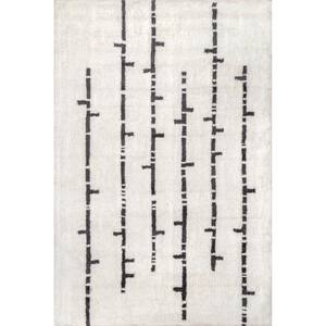 Avril Machine Washable Ivory 4 ft. x 6 ft. Striped Wool Area Rug