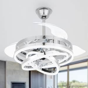 42 in. LED Indoor Chrome Reversible Invisible Blades Ceiling Fan with Remote Control and Light Kit