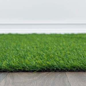 Artificial Solid Grass 5 ft. x 7 ft. Green Indoor Outdoor Area Rug
