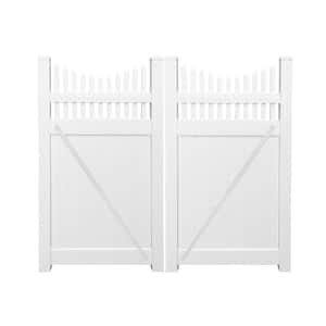 Halifax 7.4 ft. W x 6 ft. H White Vinyl Privacy Fence Double Gate Kit