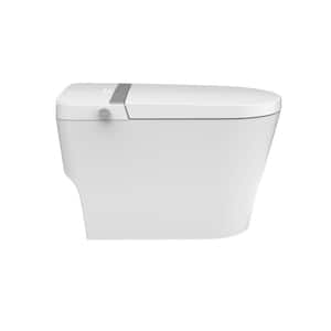 15 in. 1-piece 1.28 GPF Dual Flush Elongated Toilet in White Seat Included