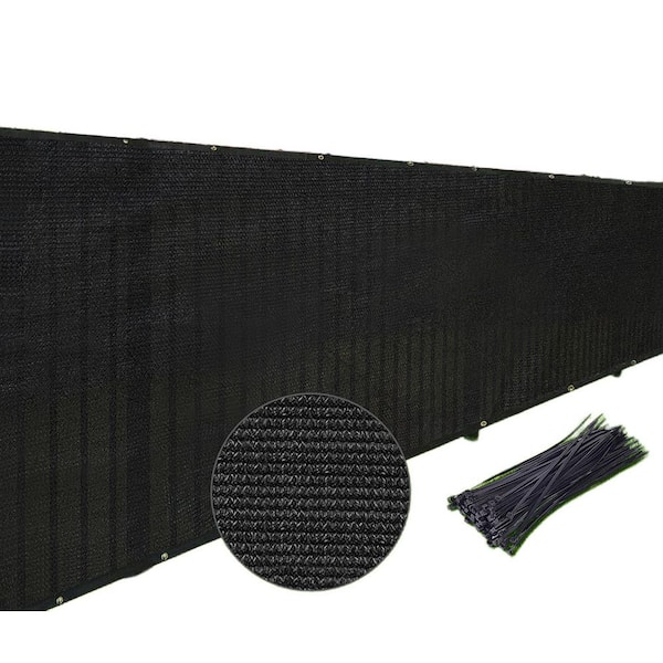 6 in. x 50 ft. Composite Garden Fence Shade Cover with Brass Grommets Perfect for Outdoor Back Yard, Black (1-Pack)
