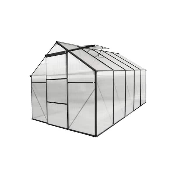 Tenleaf 74.8 in. W x 122.44 in. D x 76.77 in. H Black Outdoor Patio Walk-in Greenhouse