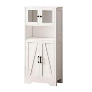 Anky 23.62 in. W x 11.81 in. D x 50.39 in. H MDF White Freestanding Bathroom Storage Linen Cabinet with LED Light