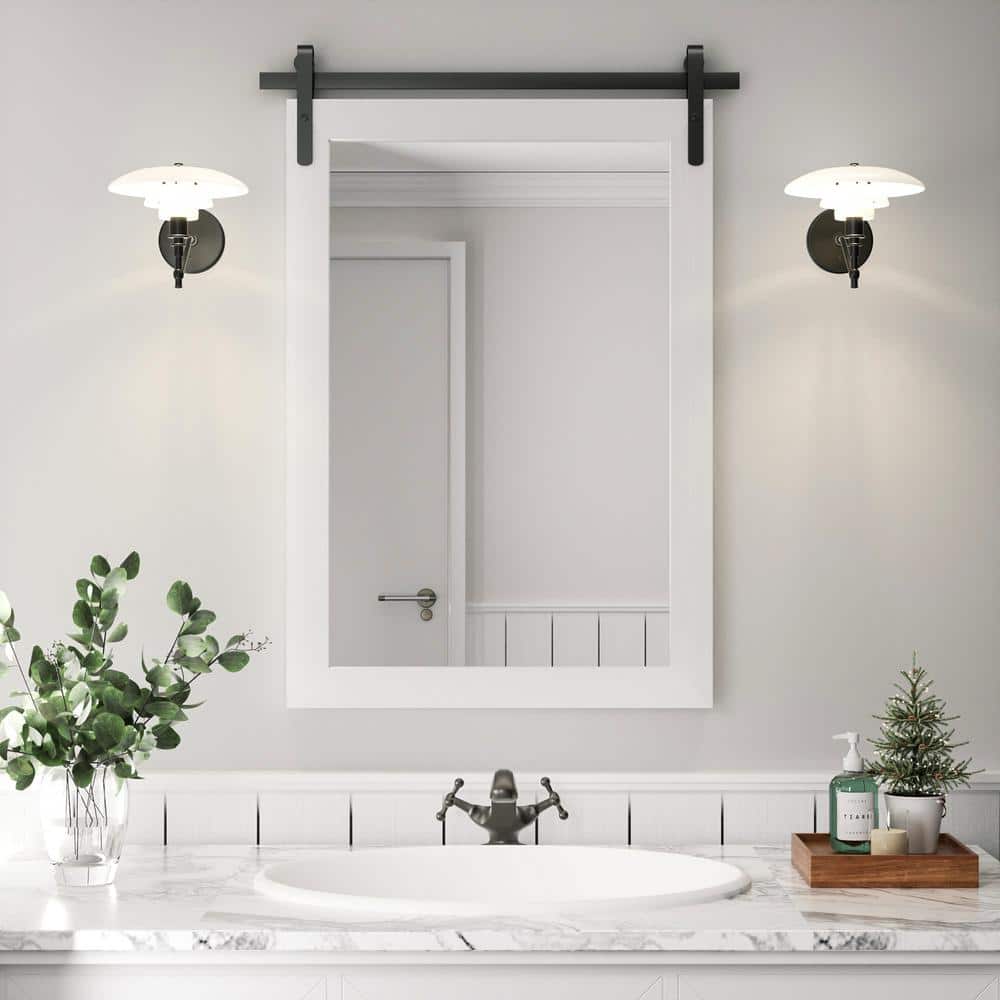 PRIMEPLUS 18 in. W x 26 in. H Medium Rectangle Mirror Wood Framed Wall  Mirror Bathroom Mirror Vanity Mirror Accent Mirror in White PH-18261-FRWH -  The