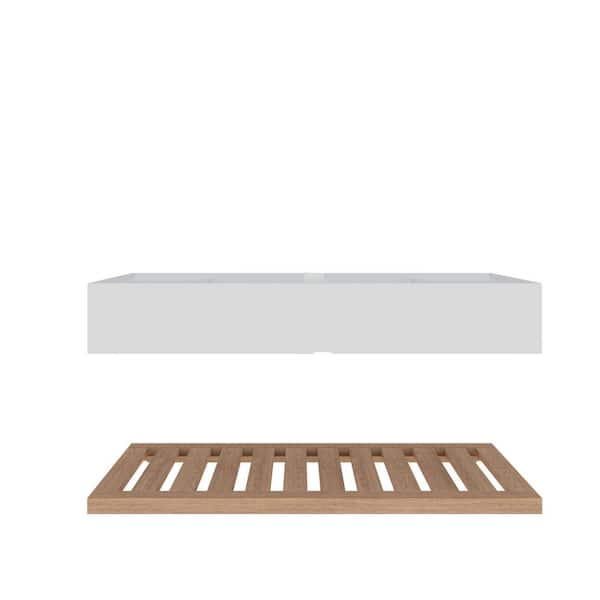 6.89 in. White Acrylic Wall-Mounted Bathroom Integrated Sink and Shelf