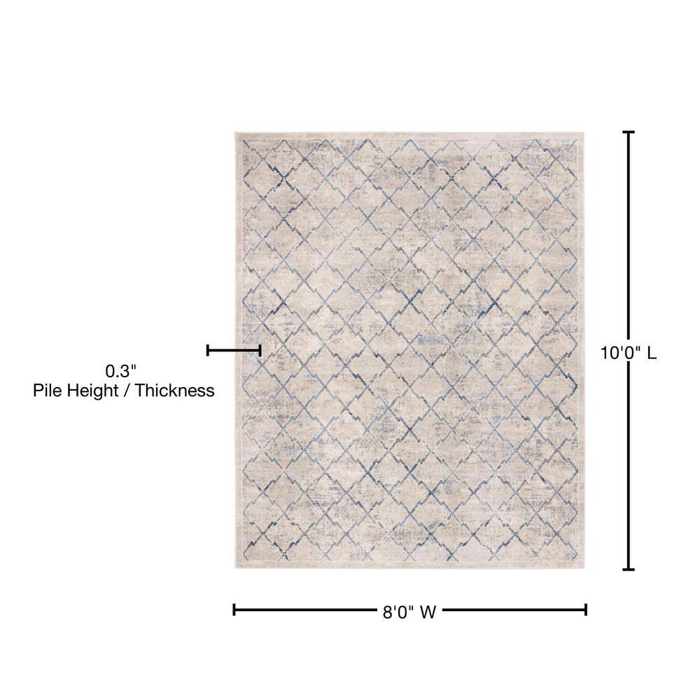 Gray and Blue 8' x 10' Synthetic Rectangular Area Rug