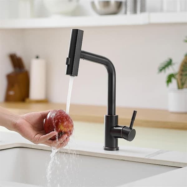 Oil Rubbed Bronze Single Handle 304 Stainless Steel Waterfall Pull Out Sprayer Kitchen Faucet with 360° Swivel
