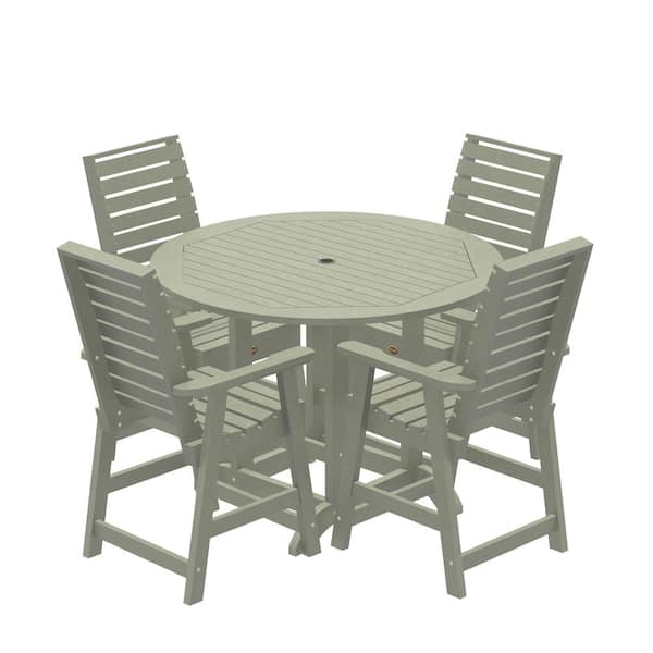 Highwood Glennville Eucalyptus Counter Height Plastic Outdoor Dining Set in Eucalyptus Set of 4