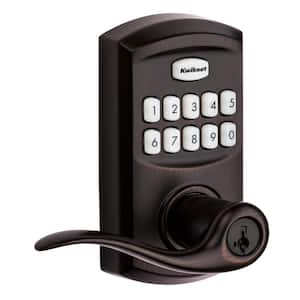 917 SmartCode Venetian Bronze Keypad Electronic Single-Cylinder Tustin Door Lever Featuring SmartKey Security