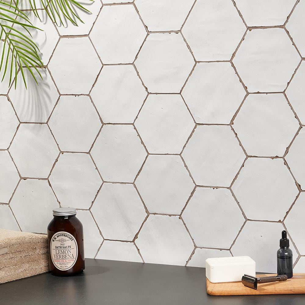 White Matte Porcelain Hexagon Tile for Indoor/Outdoor Use