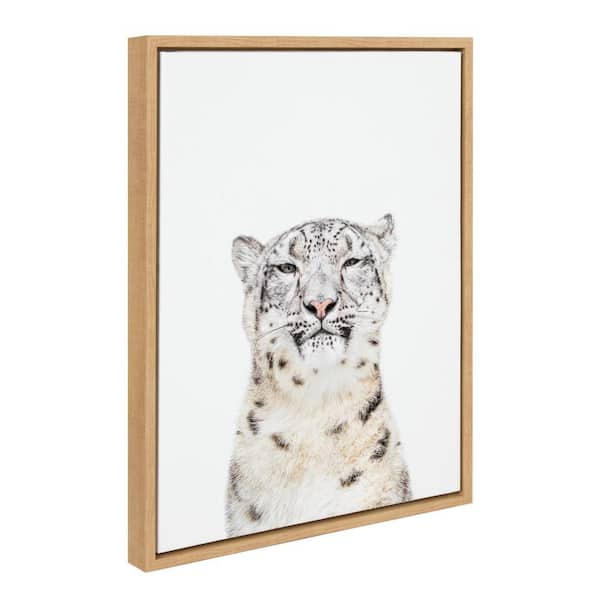 Sylvie Snow Leopard Portrait by Amy Peterson Art Studio Natural Framed Art Print 18 in. x 24 in.