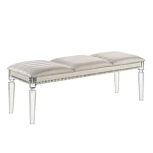 Noriah Pearl White and White Upholstered Bench