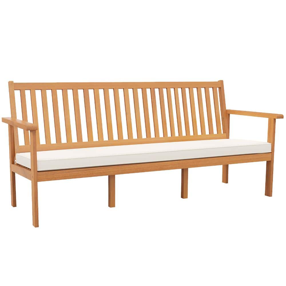 64 in. Acacia Wood 3-Seat Outdoor Bench with Off White Cushion and 1200 lb. Capacity price history on PriceWatchPro