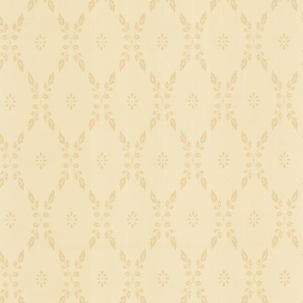 The Wallpaper Company 56 sq. ft. Beige Leaf Trellis Wallpaper-DISCONTINUED