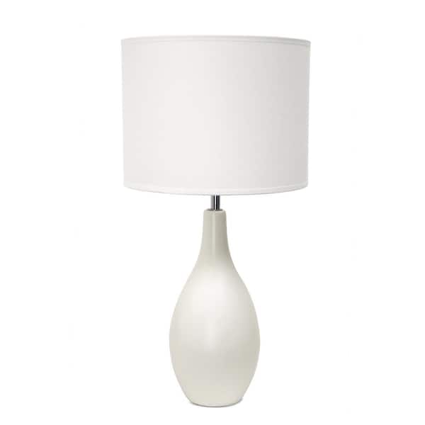 Creekwood home 18.11 in. Off White Traditional Standard Ceramic Dewdrop Table Desk Lamp with Matching Fabric Shade