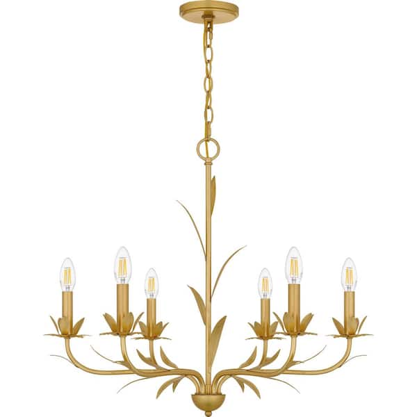 Quoizel Maria 6-Light Gold Leaf Chandelier MAA5027GFL - The